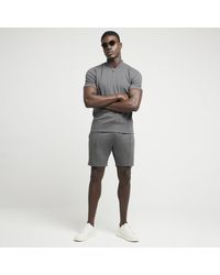River Island - Grey Slim Fit Textured Shorts - Lyst