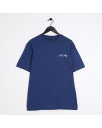 River Island - Blue Regular Fit Script Graphic T-shirt - Lyst