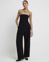 River Island - Black Taped Bandeau Top - Lyst