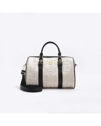 River Island - Cream Quilted Pearl Travel Bag - Lyst