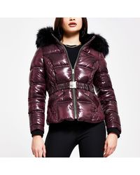 River Island Red Quilted Double Zip Padded Coat