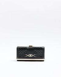 River Island - Black Quilted Clip Top Purse - Lyst