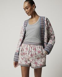 River Island - Pink Quilted Floral Shorts - Lyst