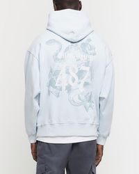 River Island - Blue Regular Fit Snake Graphic Hoodie - Lyst