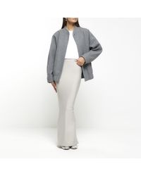 River Island - Grey Split Hem Maxi Skirt - Lyst