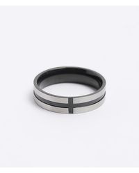 River Island - Silver Colour Stainless Steel Cross Ring - Lyst