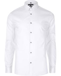 River Island - Slim Fit Long Sleeve Shirt - Lyst