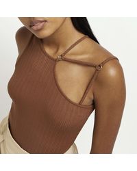 River Island - Brown Cut Out Top - Lyst