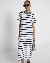 River Island - Stripe T-shirt Midi Dress - Lyst