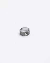 River Island - Silver Colour Ri Logo Ring - Lyst