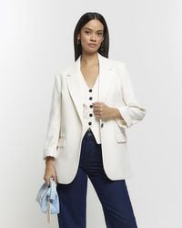 River Island - Rolled Sleeve Relaxed Blazer - Lyst