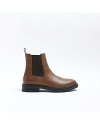 River Island - Brown Faux Leather Chelsea Boots - Lyst