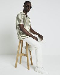 River Island - Khaki Regular Fit Seersucker Stripe Shirt - Lyst