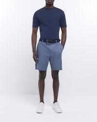 River Island - Blue Regular Fit Belted Chino Shorts - Lyst