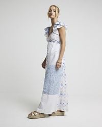 River Island - Floral Patchwork Embroidered Maxi Dress - Lyst