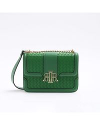 River Island - Green Embossed Woven Satchel Bag - Lyst