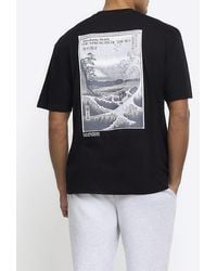 River Island - Black Regular Fit Sea Graphic T-shirt - Lyst