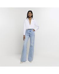 River Island - Blue High Waisted Relaxed Straight Jeans - Lyst