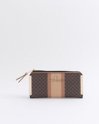 River Island - Brown Monogram Stripe Purse - Lyst