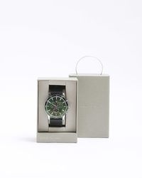 River Island - Green Leather Strap Watch - Lyst