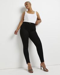 River Island - Plus Black High Waisted Skinny Jeans - Lyst