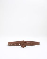 River Island - Brown Covered Buckle Belt - Lyst