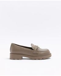 River Island - Beige Chain Detail Chunky Loafers - Lyst
