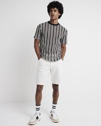 River Island - Crochet Stripe T-shirt - Lyst