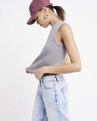 River Island - Ribbed Washed Tank Top - Lyst