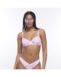River Island - Purple Print Balconette Bikini Top - Lyst