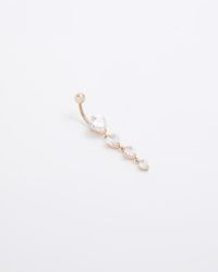 River Island - Rose Gold Stainless Steel Heart Belly Bar - Lyst