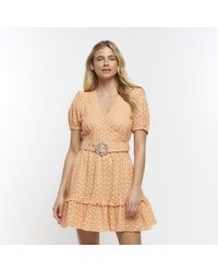 River Island - Broderie Belted Swing Mini Dress - Lyst