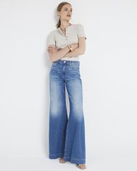 River Island - Mid Rise Wide Leg Jeans - Lyst