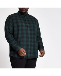 River Island - Big And Tall Slim Fit Check Shirt - Lyst