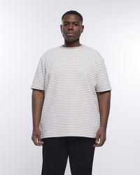 River Island - Stone Regular Fit Striped T-shirt - Lyst