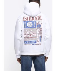 River Island - White Regular Fit Graphic Print Hoodie - Lyst