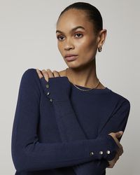 River Island - Knit Long Sleeve Top - Lyst