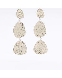 River Island - Gold Textured Disc Drops Earrings - Lyst
