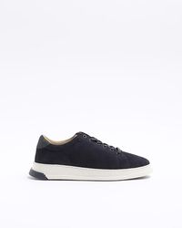 River Island - Navy Suede Trainers - Lyst