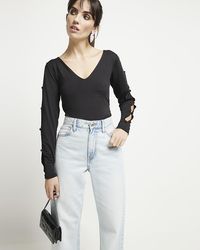 River Island - Cut Out Long Sleeve Top - Lyst