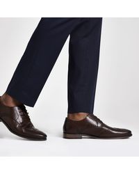 River Island - Dark Leather Lace-up Brogues - Lyst