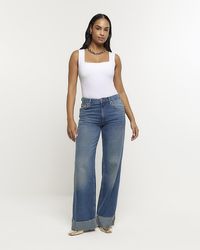 River Island - Mid Rise Loose baggy Jeans - Lyst