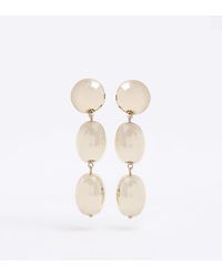 River Island - Gold Round Drop Earrings - Lyst