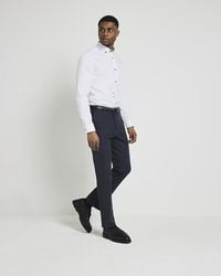 River Island - White Muscle Fit Textured Smart Shirt - Lyst
