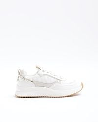 River Island - White Mesh Panel Lace Up Trainers - Lyst
