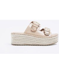 River Island - Pink Backless Wedge Espadrilles - Lyst