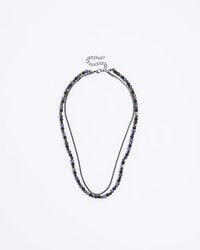 River Island - Blue Beaded Multirow Necklace - Lyst