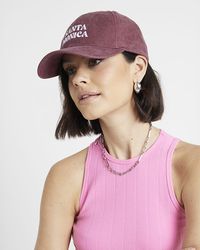 River Island - Red Santa Monica Embroidered Cap - Lyst