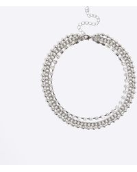 River Island - Silver Chain Mix Multirow Necklace - Lyst