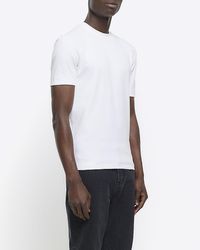 River Island - White Muscle Fit Ri Studio Rib T-shirt - Lyst